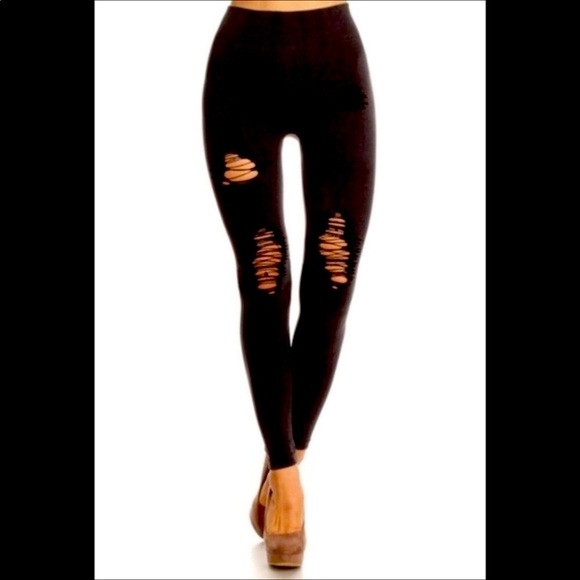 Yelete Pants - Distressed Black Leggings